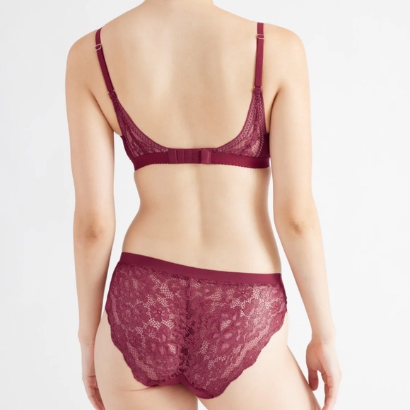 Knix women’s Deep V lace bralette size XXL burgundy red NWT! - Picture 4 of 13